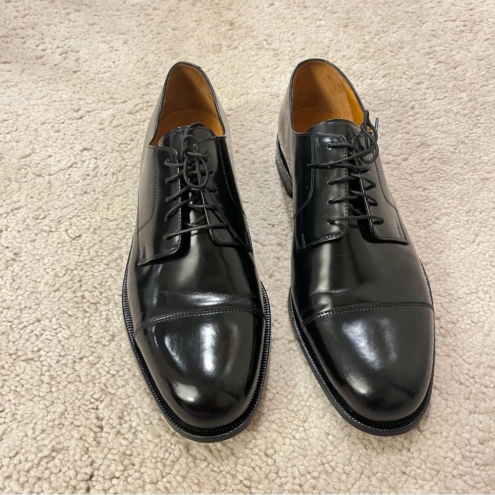 Cole Haan Men’s Black Patent Leather Oxford Formal Shoes‎ Toe Cap EUC Size 13